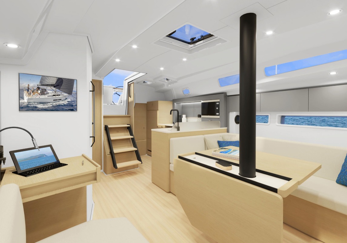 Hanse 360 interior, galley and saloon